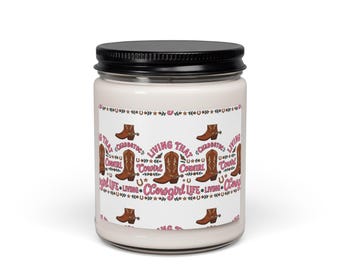 Candela con motivo stivali da cowgirl | Candela di soia da 255 g (9 oz)