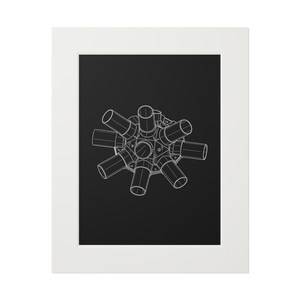 Architectural Patent Print, Structural Node Blueprint Art | Dark Minimalist Wall Art for Architect Office | Engineering Giclée Print
