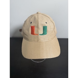 Vtg 90s Miami Hurricanes Kudzu Woven Straw Baseball Hat 1984 CCI Leather Strap