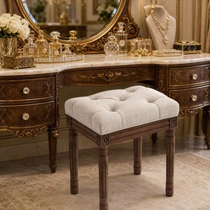 dark brown dressing table with mirror Wood Makeup vanity