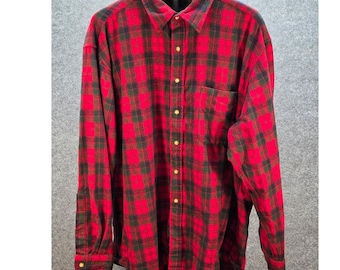 Pendleton wollen overhemd met knoopsluiting, herenmaat XL, rood Robertson tartan ruitpatroon, vintage erfgoed.