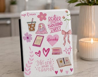 Custodia per Kindle per amanti dei libri / Copertina per lettore con stampa floreale rosa, accessori Booktok