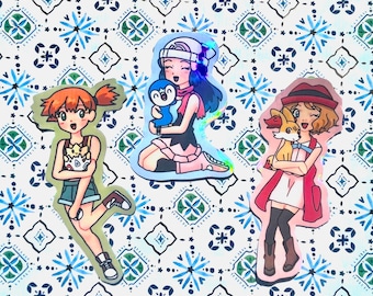 Pegatina holográfica de Pokémon Dawn y Piplup
