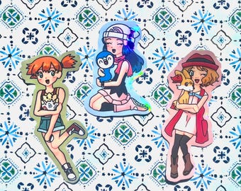 Pegatina holográfica de Serena y Fennekin de Pokémon XY
