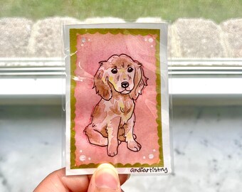 ACEO, lámina original de acuarela de perro de 6,35 x 8,9 cm (2,5 x 3,5 pulgadas)