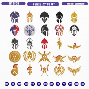 Romans Embroidery Bundle Design , Warriors Pattern , Warrior Helmet Digital Files , Ancient Machine Embroidery , 25 Designs 7 Sizes