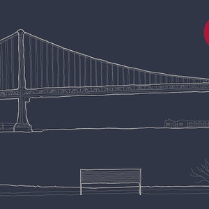 Titel: Ben Franklin - Konst för ditt hem eller kontor. Benjamin Franklin Bridge Philadelphia, Pennsylvania skisskonst