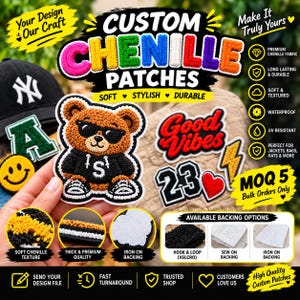 Custom Chenille Patches: Personalized Varsity Embroidered Patches (Sew-On/Iron-On)