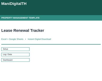 Lease Renewal Tracker Spreadsheet, Rental Property Lease Log Google Sheets and Excel, Renewal Date and Status Tracker