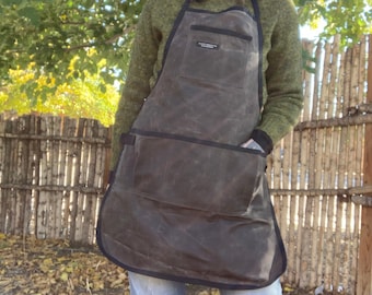 Chocolate Brown Mid Length Waxed Canvas Shop Apron