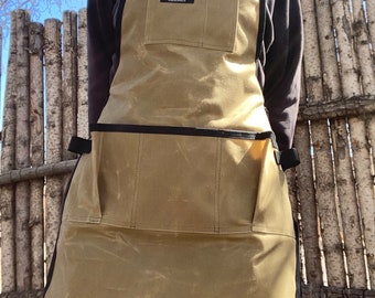 Field Tan Mid Length Waxed Canvas Shop Apron