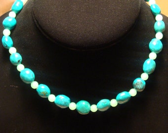 Chinese Turquoise / Glow-in-the-Dark Bead Necklace