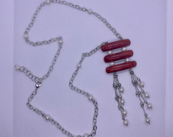 Pearl and Coral Waterfall Necklace                                              珍珠和珊瑚瀑布项链