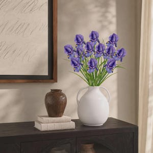 Artificial Purple Iris Flowers – Real Touch Silk Stems for Wedding Bouquets, Home Decor