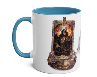 Taza con ilustración del Diablo del Tarot / Taza de café bicolor