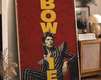 David Bowie Vintage Poster, Retro Music Wall Art, Glam Rock Print, Ziggy Stardust Inspired Decor, Digital Download