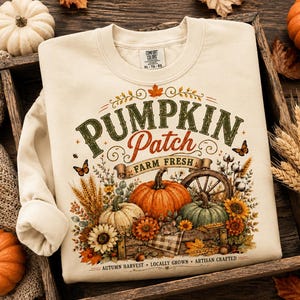 Pumpkin Patch PNG, Retro Fall Sublimation Design, Distressed Fall PNG, Farm Fresh Pumpkin PNG, Vintage Autumn Shirt Design, Popular now png image 3