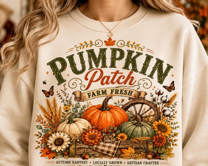 Pumpkin Patch PNG, Retro Fall Sublimation Design, Distressed Fall PNG, Farm Fresh Pumpkin PNG, Vintage Autumn Shirt Design, Popular now png image 8