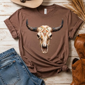 Brushstroke Floral Cow Skull PNG | Punchy PNG | Cowboy Graphics | Western Graphics | Cowboy Lovers