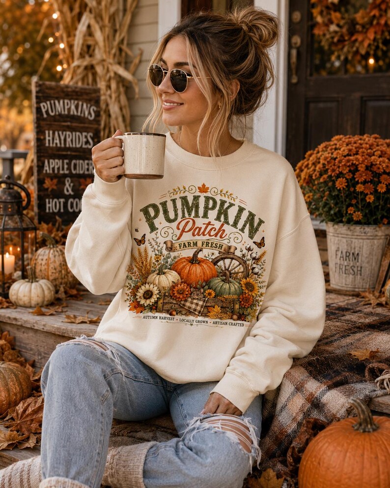 Pumpkin Patch PNG, Retro Fall Sublimation Design, Distressed Fall PNG, Farm Fresh Pumpkin PNG, Vintage Autumn Shirt Design, Popular now png image 6