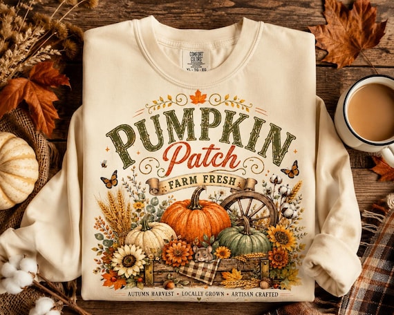 Pumpkin Patch PNG, Retro Fall Sublimation Design, Distressed Fall PNG, Farm Fresh Pumpkin PNG, Vintage Autumn Shirt Design, Popular now png