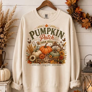 Pumpkin Patch PNG, Retro Fall Sublimation Design, Distressed Fall PNG, Farm Fresh Pumpkin PNG, Vintage Autumn Shirt Design, Popular now png image 4