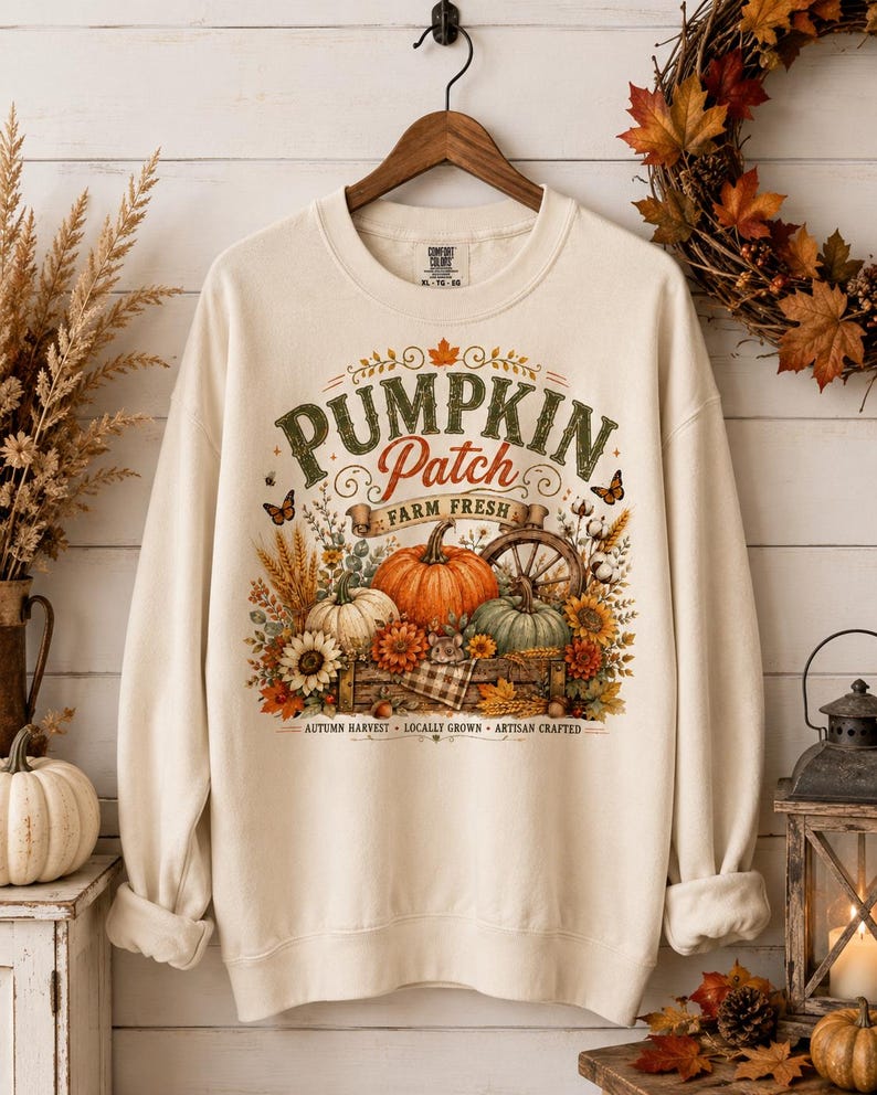 Pumpkin Patch PNG, Retro Fall Sublimation Design, Distressed Fall PNG, Farm Fresh Pumpkin PNG, Vintage Autumn Shirt Design, Popular now png image 4