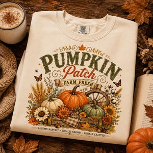 Pumpkin Patch PNG, Retro Fall Sublimation Design, Distressed Fall PNG, Farm Fresh Pumpkin PNG, Vintage Autumn Shirt Design, Popular now png image 5
