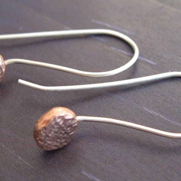 Rustic Copper and Sterling Silver Earrings Handmade
