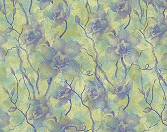 Floral Vine, Jasmine, 100% Quilting Cotton, by Susan Winget, for Springs Creative, 44" Wide - by the half yard