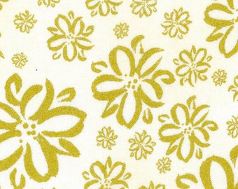 Gold Flowers on Cream, Sketch Scatter Joy Floral, by Kathy Davis Studios, for Fabric Traditions, 44" Wide - By the Half Yard