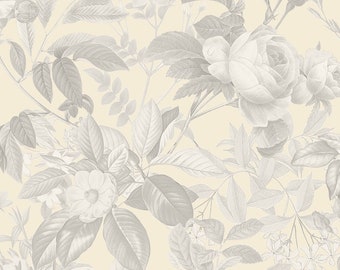 Floral Blender - Cream, Tone-on-Tone Flowers, from the Secret Escape Collection, by Elizabeth's Studio, 44" wide - by the Half Yard