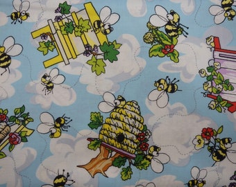 Honey Bees, from the Krazy Kritters Collection, by Fabri-Quilt, 44" Wide - by the half yard