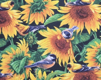 Sunflowers & Birds, Wild Wings, from David Textiles, Quilting Cotton, 44" Wide - By the Half Yard