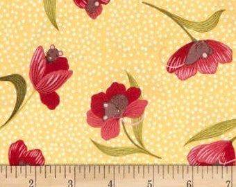 Mouse and Tulip - Yellow, from the Tulips Fields Collection, by Lewis & Irene, 44" Wide - By the Half Yard