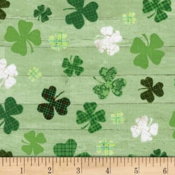 Lucky Shamrocks, St. Patrick's Day Fabric, from the Hello Lucky Collection, by Henry Glass, 25" Long x 44" Wide - bolt end