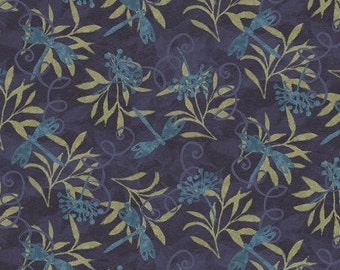 Dragonflies on Purple, Jasmine, 100% Quilting Cotton, by Susan Winget, for Springs Creative, 44" Wide - by the half yard