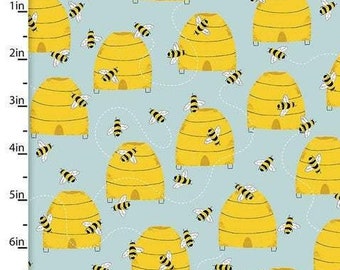 Bee Hives, from the Feed the Bees Collection, by Diane Beesley, for 3 Wishes Fabrics, 44" Wide - by the Half Yard