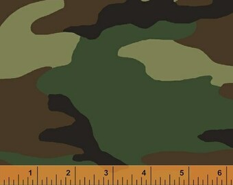 Green Camo, Camouflage Cotton Fabric, by Whistler Studios, for Windham Fabrics, 44" Wide - by the half yard