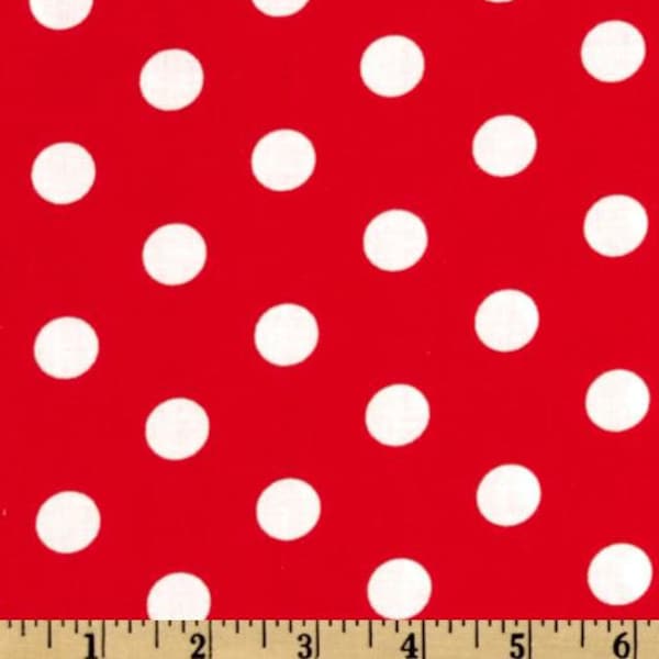 Red & White Polka Dots, Spot On, Quilting Cotton, 44" Wide - by the Half Yard