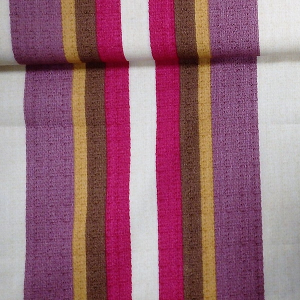 Purple & Brown Stripes on Cream, Quilting-Weight Cotton, 44" Wide - By the Half Yard