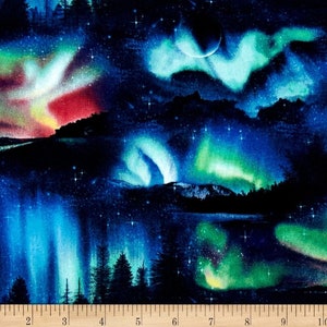 Aurora Borealis, from the Landscape Medley Collection, by Elizabeth's Studio, 22 long x 44 wide Bolt End image 1