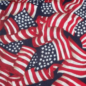 Star Spangled Red White & Blue American Flags, 44-45 Wide Cotton Fabric, Made in U.S.A. By the Half Yard image 1