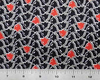 Black Floral Dance, Small Scale Print, by Fabric Freedom, of London England, 44" Wide - by the half yard