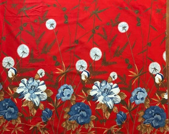 Peonies & Dandelions, Large Scale Floral, Border Print, from Cranston/Schwartz-Liebman, Vintage 1960s, 35" long x 44" wide