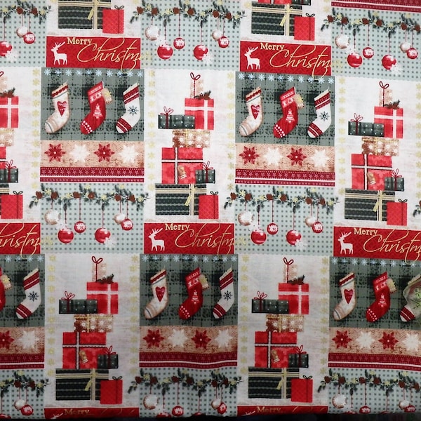 Christmas Hearth, Christmas Stockings, Ornaments & Presents, Christmas Deer Fabric