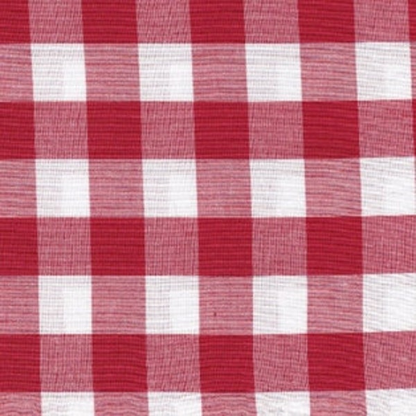 Red & White Gingham, 1" Check, Robert Kaufman, Red Carolina Cotton - Assorted Remnants
