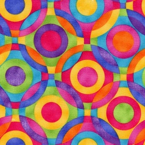 Rainbow Circles, Ener-Geo, by Fabric Traditions, 18" Long x 44" Wide - 1/2 Yard