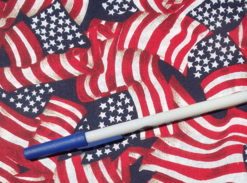 Star Spangled Red White & Blue American Flags, 44-45 Wide Cotton Fabric, Made in U.S.A. By the Half Yard image 2