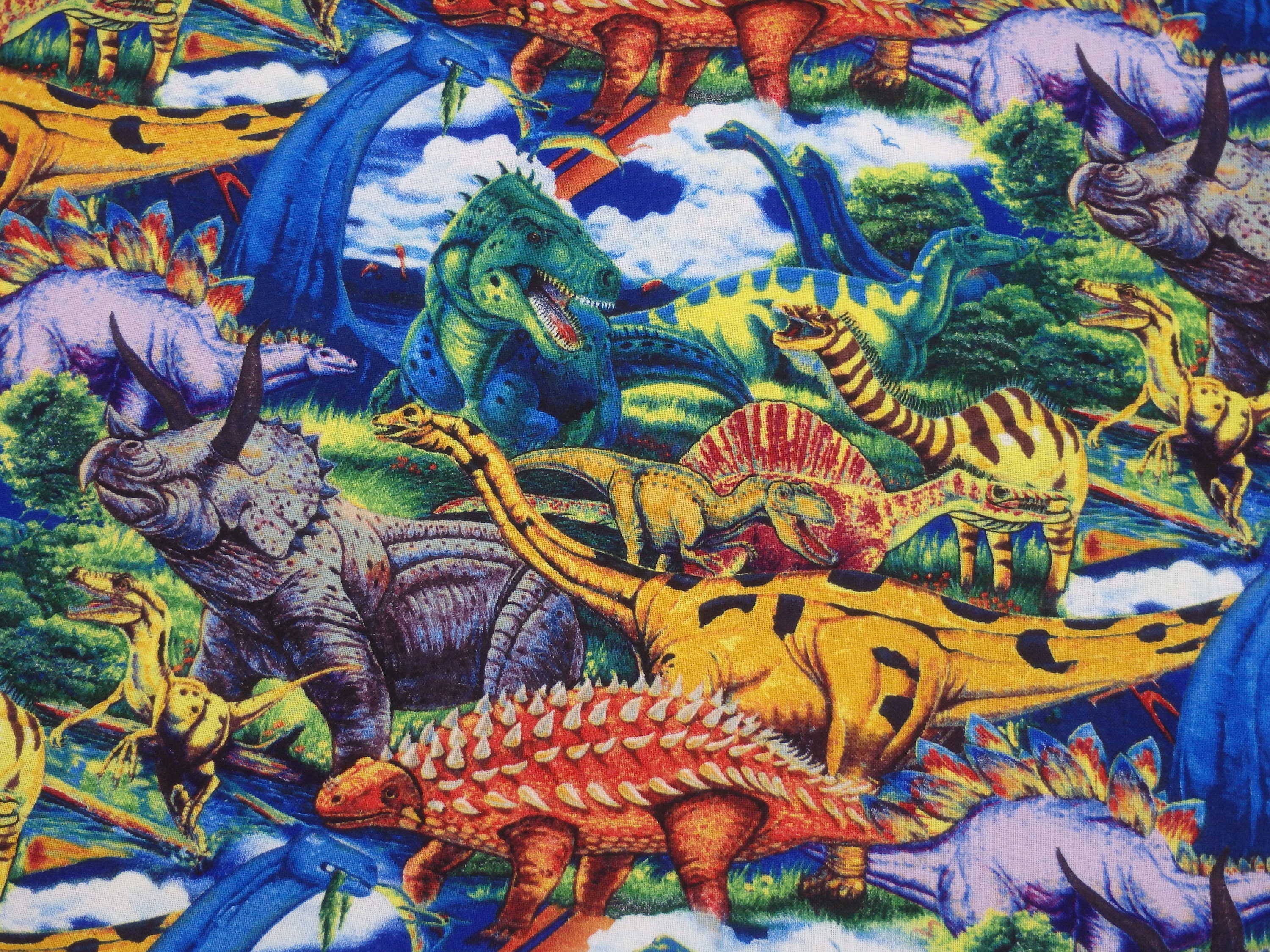 Dinosaur Cotton Fabric Age of Dinosaurs Dinosaur Quilting Etsy